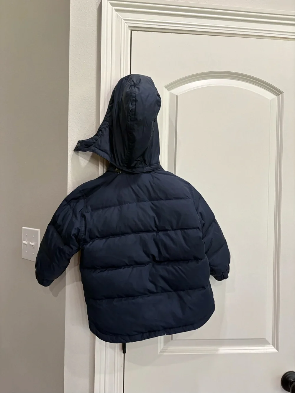 Gap baby navy blue hooded puffer jacket fleece lining boys 2 years GUC